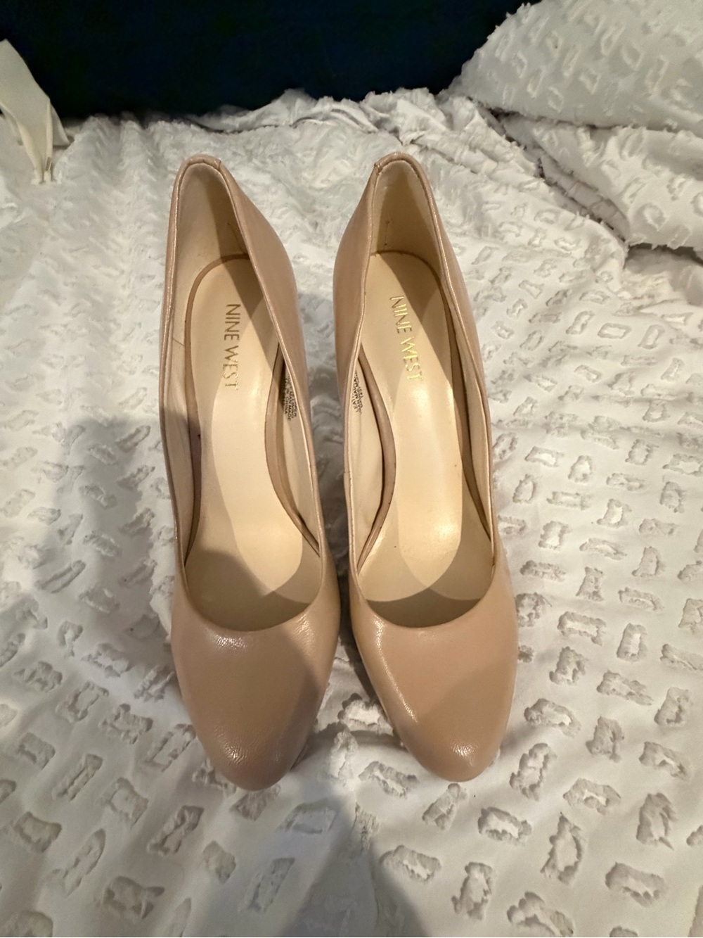 Nine West Blush Nude Pointed-Toe Leather Pumps